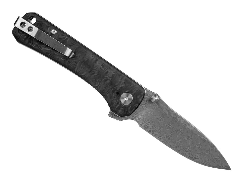 QSP Hawk Raindrop Carbon Fiber & Damascus Steel Liner Lock Knife