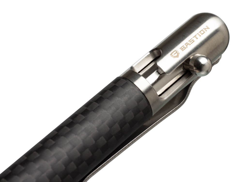 Bastion Bolt-Action Carbon Fiber Pen up close