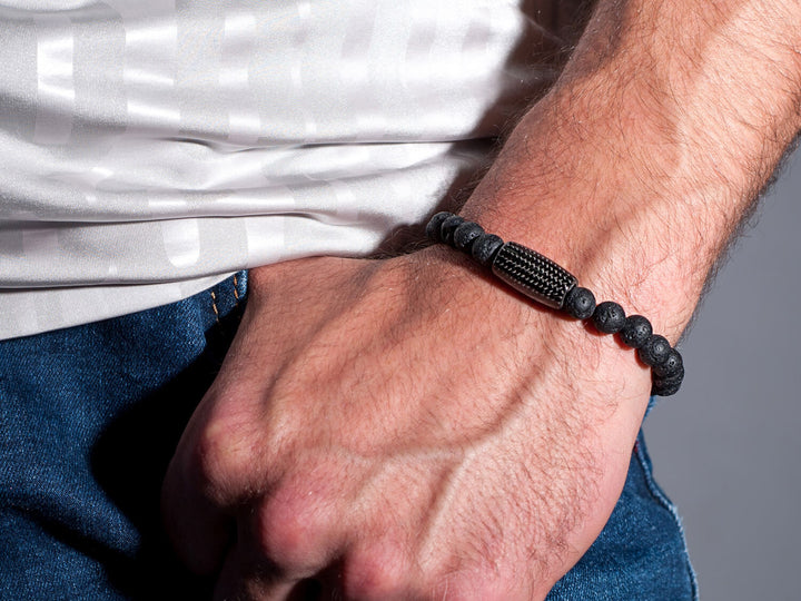 Carbon Fiber and Lava Rock Beaded Bracelet – Carbon Fiber Gear