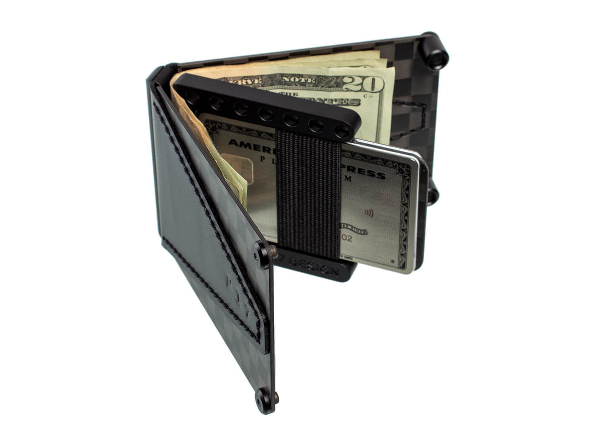 P17 carbon fiber wallet, open