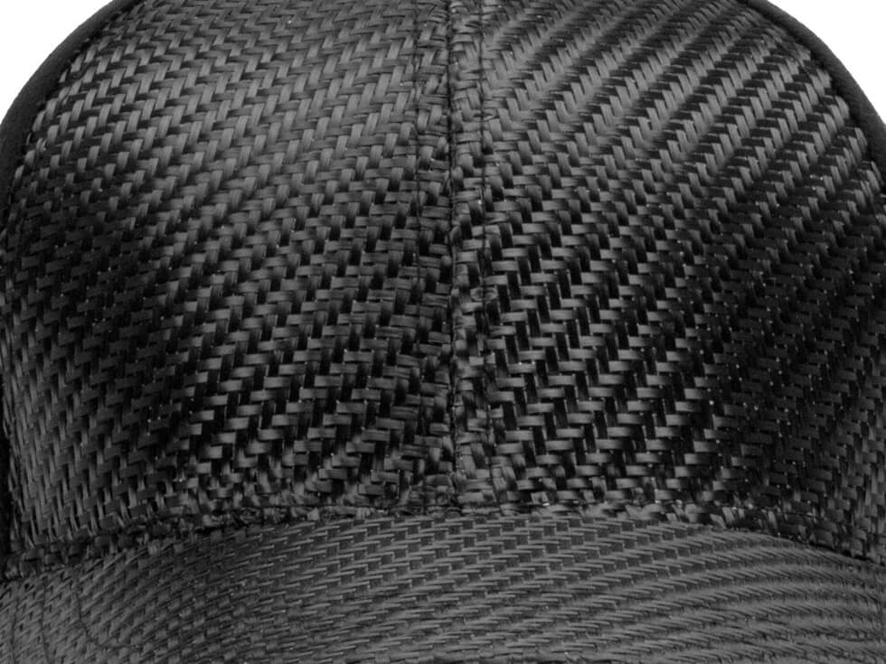 Carbon fiber hat up close weave