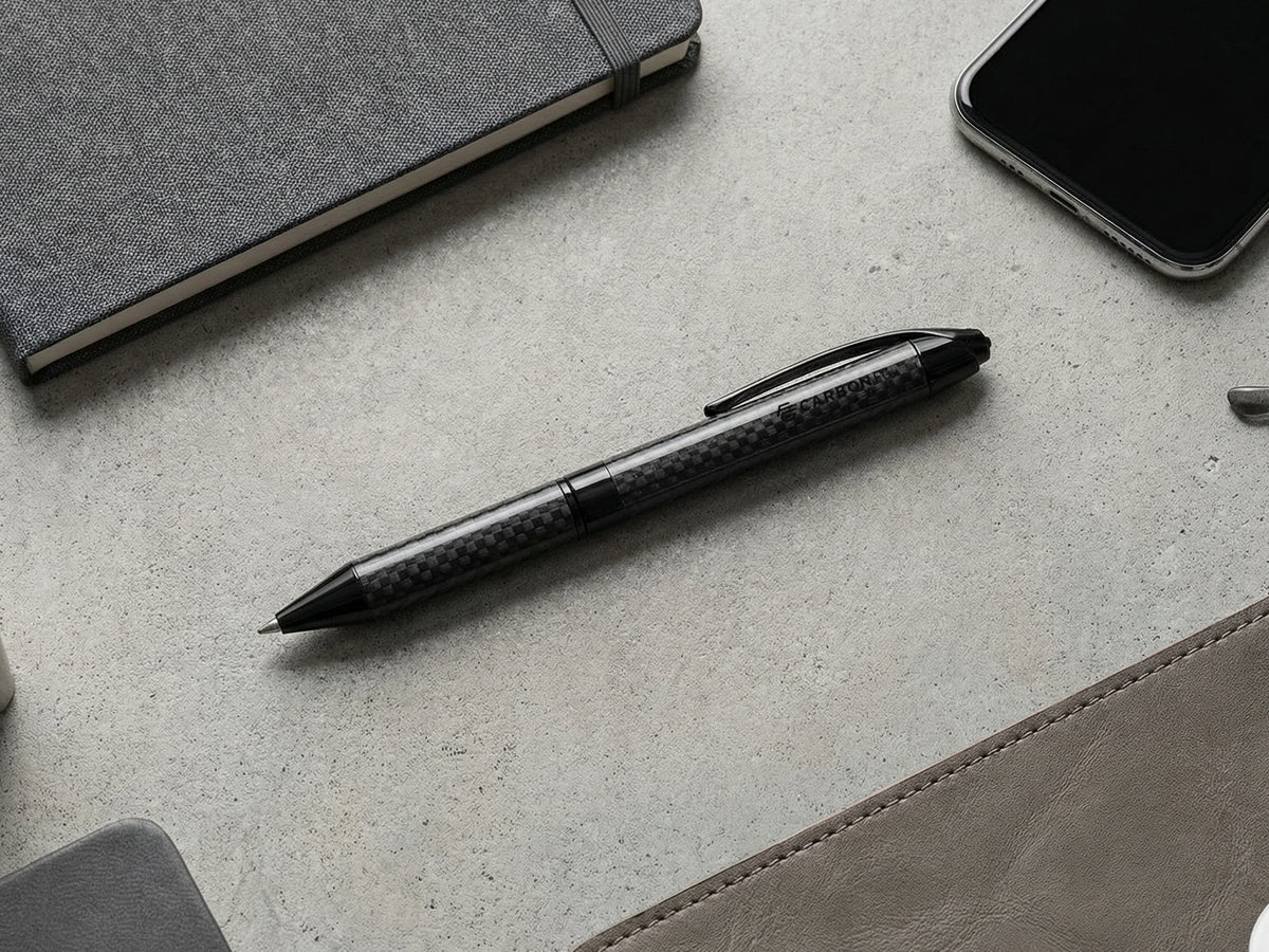 Stealth 2.0 carbon fiber pen flatlay