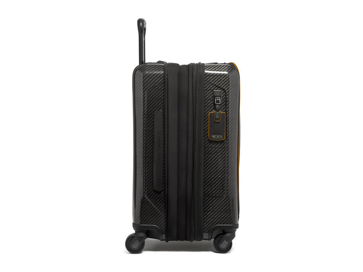 TUMI x McLaren Aero expandable 4 wheel carry-on suitcase, side#color_black-with-papaya