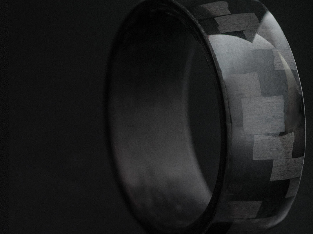 Oliver Paul Brookline Carbon Fiber Ring on black background